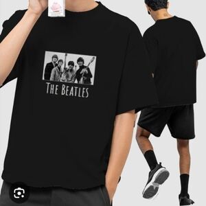 The Beatles Black Logo Crewneck Tee - White Print XXXL